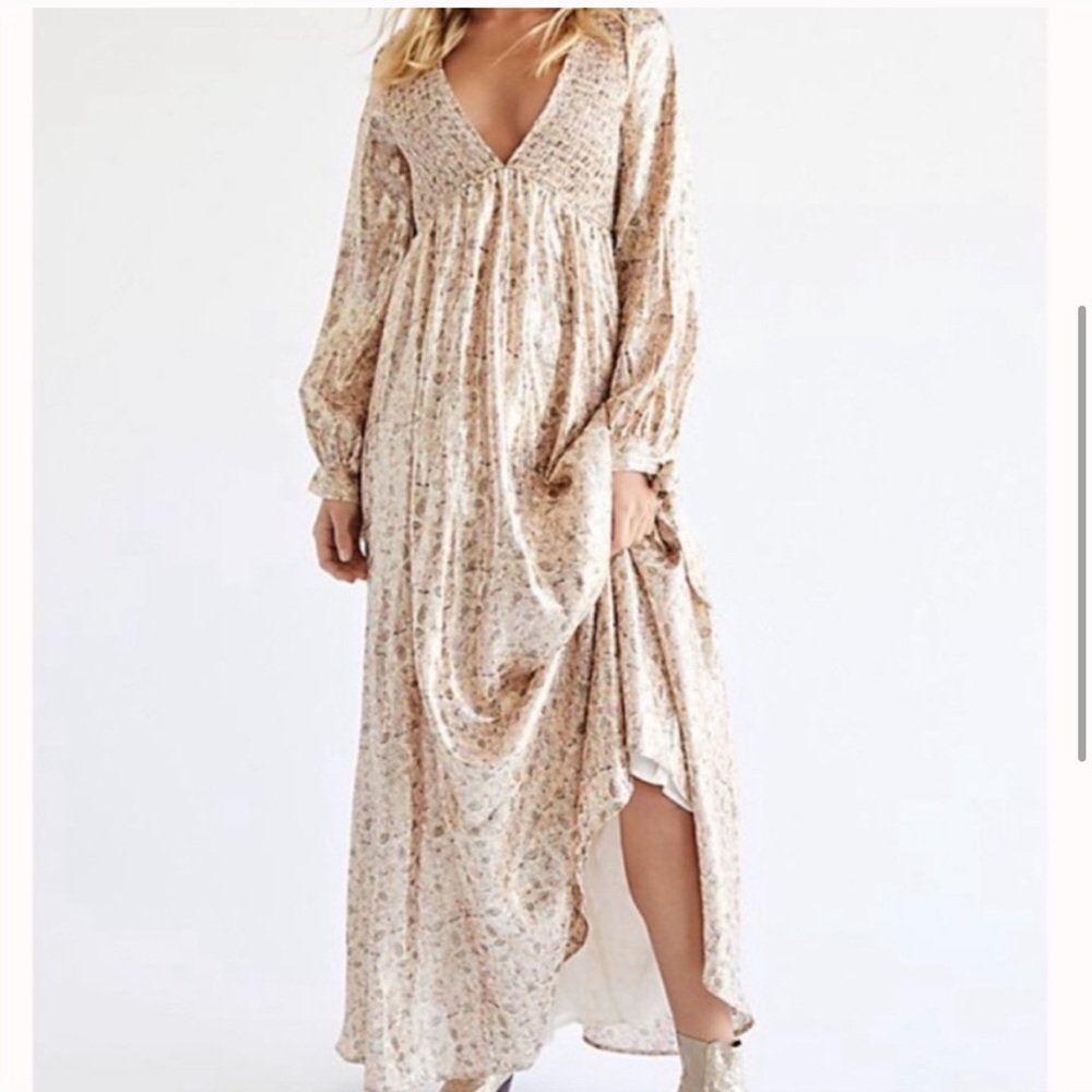 NWT Free People Luxalina Metallic Floral Dress
